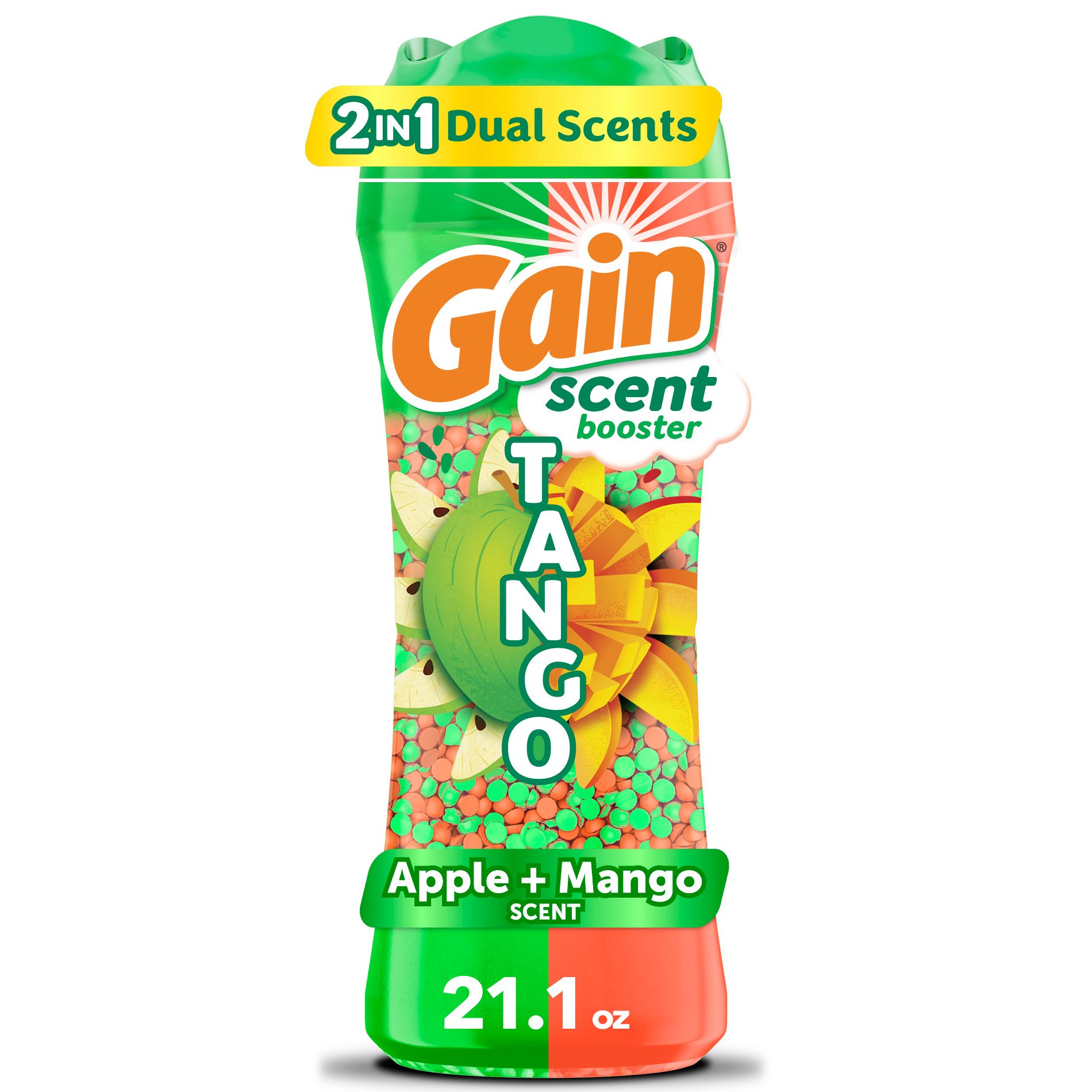 Gain Apple Mango Tango Beads Scent Boosters - 21.1oz: Bleach-Free, Odor Control, Spill-Resistant Lid