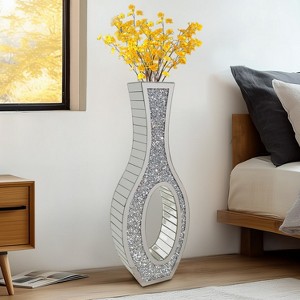 Artloge Luxury Crushed Diamond Mirrored Floor Flower Vase Silver Glass Vase - 1 of 4