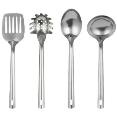 LunaLulinlk Stainless Steel 4-Piece Kitchen Utensil Set, Spatula, Slotted Spoon, Ladle and Pasta Spoon