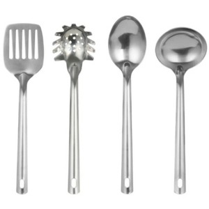 LunaLulinlk Stainless Steel 4-Piece Kitchen Utensil Set, Spatula, Slotted Spoon, Ladle and Pasta Spoon - 1 of 2