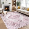 Washable Neutral Rugs - Soft Vintage Low Pile, Boho Farmhouse Carpet for Living Room, Bedroom & Dining Room - Non-Slip Indoor - 2 of 4