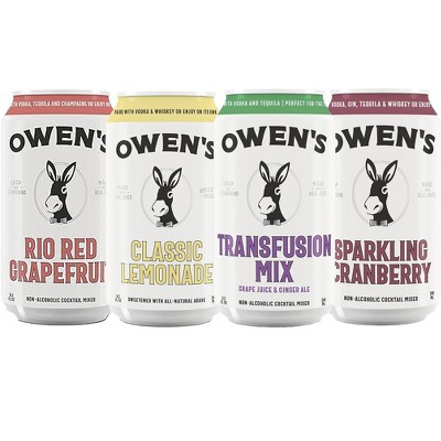 Owen’s Craft Mixers, | Tart Refresher Packs | Rio Red Grapefruit, Classic Lemonade, Transfusion Mix & Sparkling Cranberry,Handcrafted in the USA with Premium Ingredients | Vegan & Gluten-Free Soda Mocktail and Cocktail Mixer