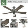 Hunter 52" Crestfield Lighted Ceiling Fan Matte Silver Finish with 5 Blades and Remote Control for Large Rooms - 4 of 4
