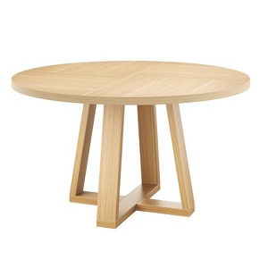 Coucheta 47 in Round Dining Table for Dining Room, Kitchen Table for 4 Man, Farmhouse Dinner Table with Wooden Tabletop and Cross Base - 1 of 4