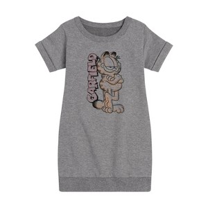 - Garfield - Logo Vertical Graphic Short Sleeve Fleece Dress - 1 of 3