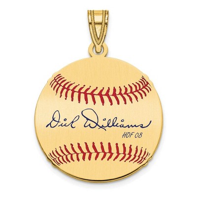Black Bow Jewelry 14K Gold Plated Dick Williams Signature SM Enamel Baseball Pendant