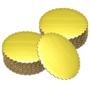 Unique Bargains Disposable Greaseproof Cardboard Scalloped Cake Platters 50 Pcs - 1 of 4