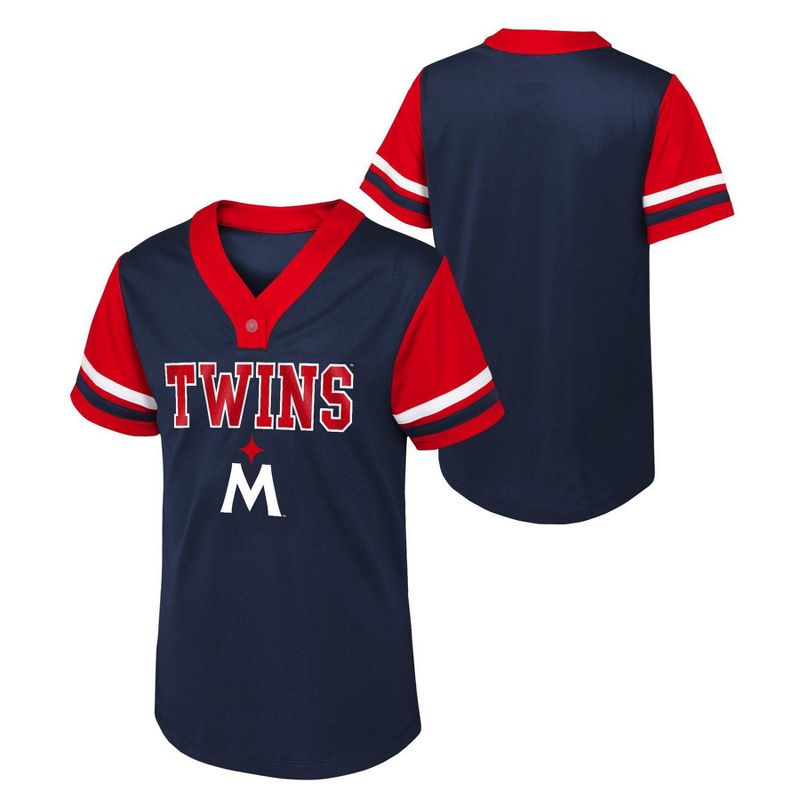 MLB Minnesota Twins Girls&#39; Henley Team Jersey, 1 of 4