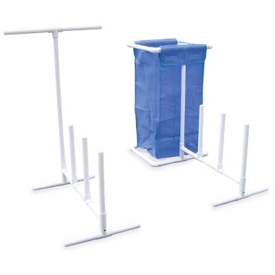 Swimline 8903 Versatile PVC Poolside Organizer Rack and Bin with Mesh Bag Towel Hamper for Holding Pool Towels, Toys, Floats, and Accessories