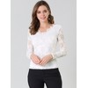 INSPIRE CHIC Women's Floral Embroidery Sheer Long Sleeves Lace Blouse - 3 of 4