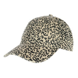 David & Young Women's Distressed Leopard Print Baseball Hat - 1 of 4