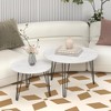KTMBDW 2-Piece Round Nesting Coffee Table Side Table, End Tables for Living Room, Faux Marble Wooden Table Accent Coffee Table with Metal Base. - 4 of 4