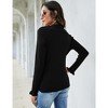 Womens Polo Sweaters V Neck Long Sleeve Collared Sweater Fall Lightweight Knit Pullover Jumper Tops Ruffle Casual Knitwear - 2 of 4