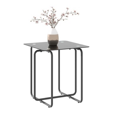 NicBex Modern 39.37" Rectangle Coffee Table with Tempered Glass Top and Metal Cross Legs for Living Room and Bedroom