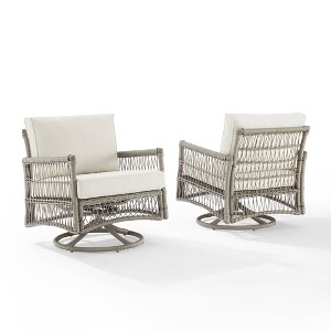 2pk Thatcher Outdoor Steel Swivel Rocking Chairs: Resin Wicker, Weather-Resistant - Crosley - 1 of 4