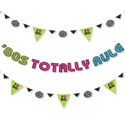 Big Dot of Happiness 80's Retro - Totally 1980s Party Letter Banner Decoration - 36 Banner Cutouts and '80s Totally Rule Banner Letters