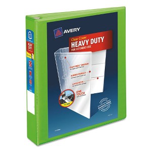 Avery Heavy-Duty View Binder with DuraHinge and One Touch EZD Rings, 3 Rings, 1.5" Capacity, 11 x 8.5, Chartreuse - 1 of 4