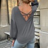 Coolmee Womens Waffle Knit Tops Oversized Long Sleeve Crewneck Shirts Business Casual Blouses Basic Shirts - 3 of 4