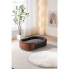 Gulches Scandinavian Style Large Dog Pet Sofa with Solid Wood Legs, Curved Walnut Wood Back, Velvet Cushion in Dark Gray - 3 of 4