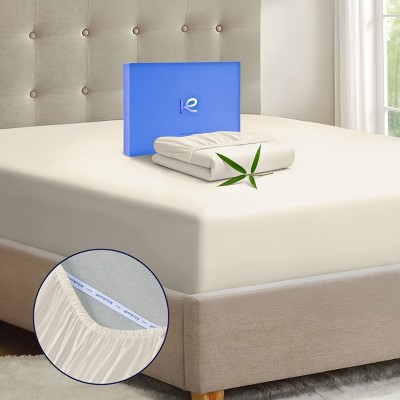 Kickoff 300 Thread Count 100% Organic Bamboo Viscose Fitted Sheet Only, Extra Deep Pocket, Cooling & Breathable, Double Stitching, Bedding Sheet