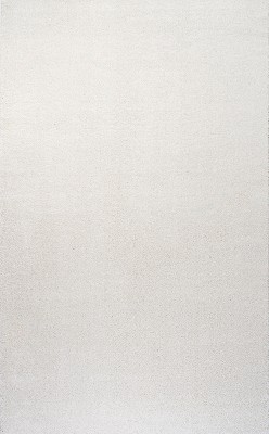 Cream Synthetic Low-Pile Reversible Indoor Area Rug
