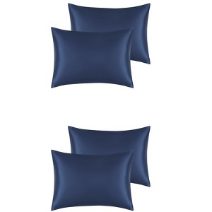 Unique Bargains Standard Breathable Satin Solid Envelope Closure Pillowcase 4 Pcs - 1 of 4