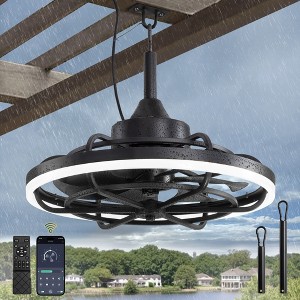 Arceso 20" Modern Outdoor Ceiling Fan with Light - Remote & App Control, 6 Speeds, 3 Color Temperatures for Patio, Entryway, Outdoor - 1 of 4