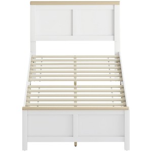 Aghana Digitals Twin Platform Bed Frame with Headboard, White Modern Design, 330 lbs Capacity, - 1 of 4