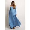 Pinkblush PinkBlush Petite Blue Solid Off Shoulder Maternity Maxi Dress - 4 of 4