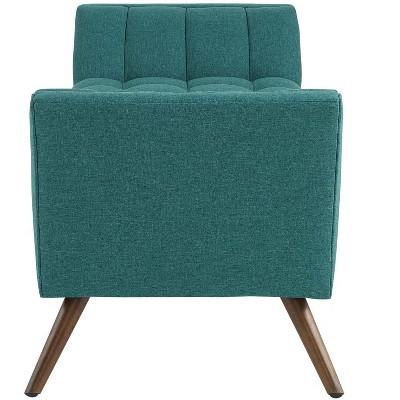 Modway Teal Mid-Century 53" Fabric Bench with Tapered Wood Legs