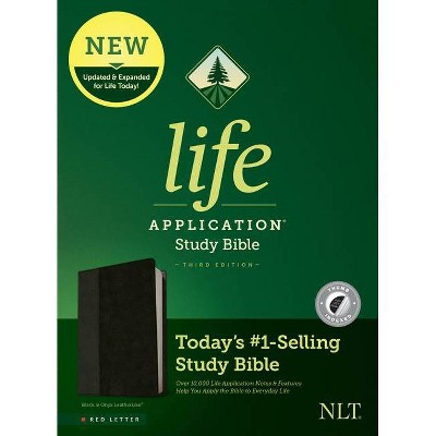 NLT Life Application Study Bible, Third Edition (Red Letter, Leatherlike, Black/Onyx, Indexed) - (Leather Bound)