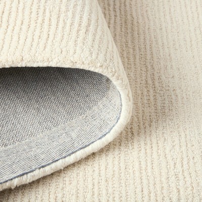 Taupe and Ivory Ribbed Hand-Tufted Wool 5' x 7' Area Rug