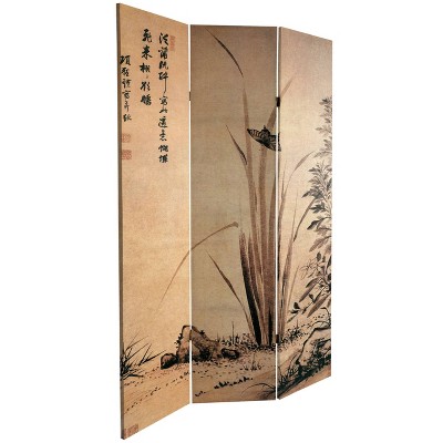 Yellow Cranes and Butterfly Canvas Folding Room Divider