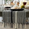 Design Imports  Braided Stripe Jacquard Fringe Table Runner, 15X108", Black - 4 of 4