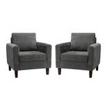 Set of 2 Deionides Tufted Wooden Upholstered Comfy Club Chair For Bedroom And Living Room With Wood Legs Comfy Club Chair for Bedroom with Wood Legs | ARTFUL LIVING DESIGN