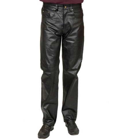 Charades Men's 4 Pocket Black Pleather Jeans Medium/large : Target