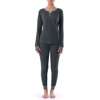 Fruit of the Loom Women's and Plus Thermal Stretch Fleece Top and Pant Set