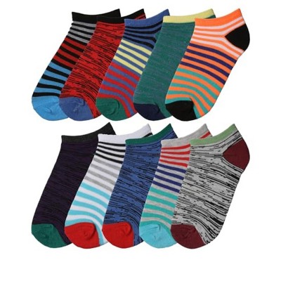 Tipi Toe Kids Boys 10 Pairs Classy Lightweight Novelty Vivid Multicolor Stripes Pattern Ankle/Low Cut Socks