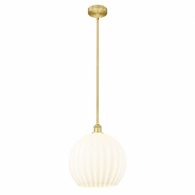 White Venetian - 1 Light Stem Hung Pendant In Modern Style-16.13 Inches Tall and 13.75 Inches Wide