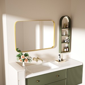 Rectangular Framed Tempered Glass Wall-Mounted Bathroom Vanity Mirror - 1 of 4