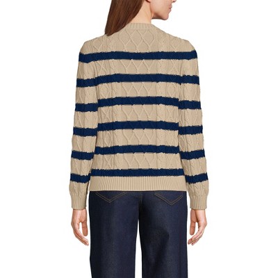 Lands' End Women's Cotton Drifter Crew Cable Pullover Sweater - image 2