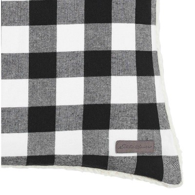 Rustic Cabin Plaid Sherpa & Faux Fur Throw Pillow Set - Black/White
