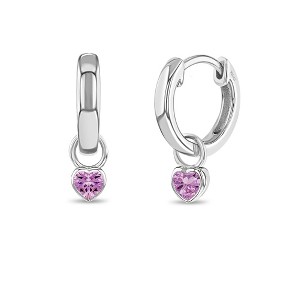 Girl's CZ Birthstone Heart Screw Back Sterling Silver Earrings - In Season Jewelry - 1 of 4