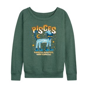 Women's - Pete the Cat - Pisces Lightweight French Terry Wide Neck Long Sleeve Shirt - 1 of 4