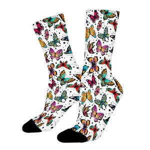 Butterfly Seamless Women Printed Crew Socks Funny Funky Socks Soft Polyester Novelty Gifts for Artists Men - 1 of 4