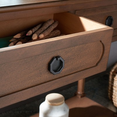 Allura Contemporary French Brown Console Table with Dual Storage Drawers
