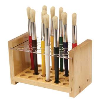 Creativity Street Wooden Paint Brush Stand, Holds 24 Brushes, 5 x 8-1/4 Inches