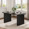 SpassWay 30"H Modern Wood Dining Table Kitchen Table Conference Table Gaming Table with Double Pedestal Black/Natural Wood - 2 of 4