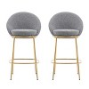 Set of 2 Gold Bar Stools, Modern Metal Bar Stools with Upholstered Seat and Backrest, Upholstered Bar Stools for Kitchen Island or Home Bar-Koiai - 3 of 4