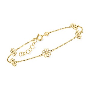 Pure Collection by Ross-Simons Italian 14kt Yellow Gold Flower Station Bracelet Size 7 - 1 of 4